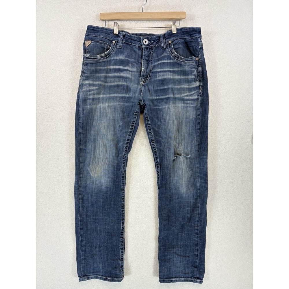 Salvage Supply Co Mayhem Straight‎ Regular Fit Jeans 36x32 Blue Wash SLVG54-46